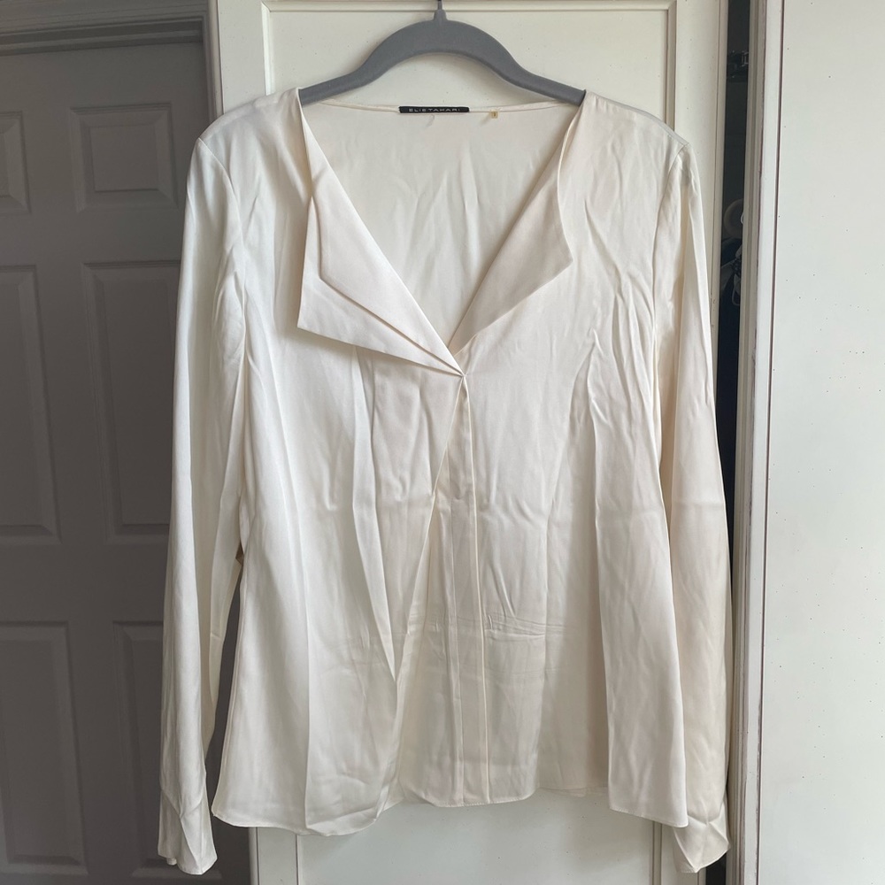 Elie Tahari Sammy Blouse - Cream - Size Small - 82% silk and 8% elastane.